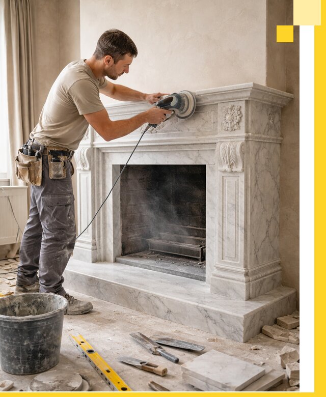 Изготовление и установка мраморных каминов в Туле под ключ