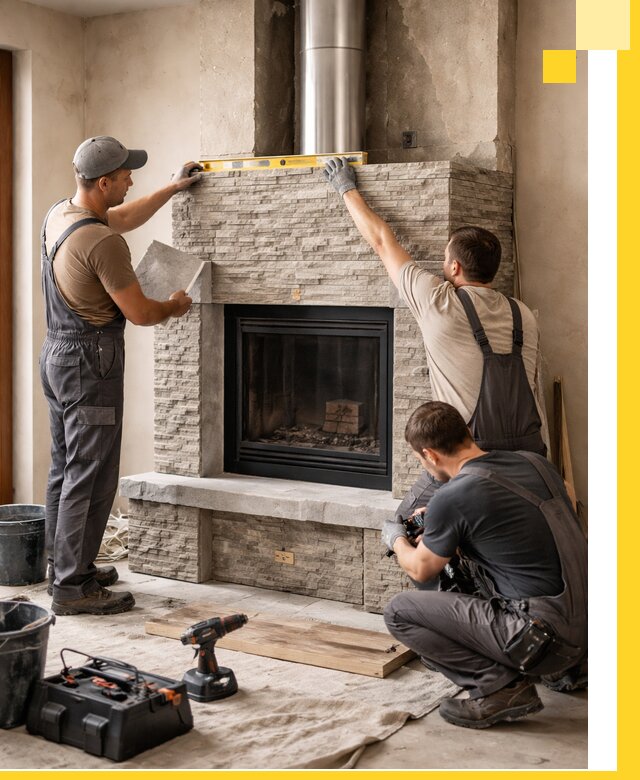 Профессиональный монтаж каминов под ключ в Туле для дома