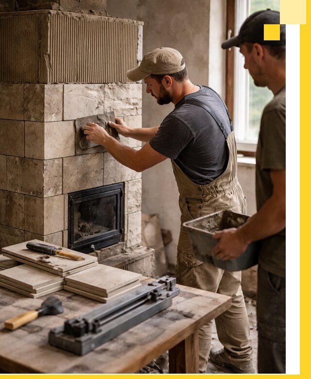 Профессиональная облицовка печей в Туле: керамика и камень