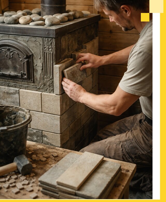 Облицовка банных печей в Туле профессиональная отделка