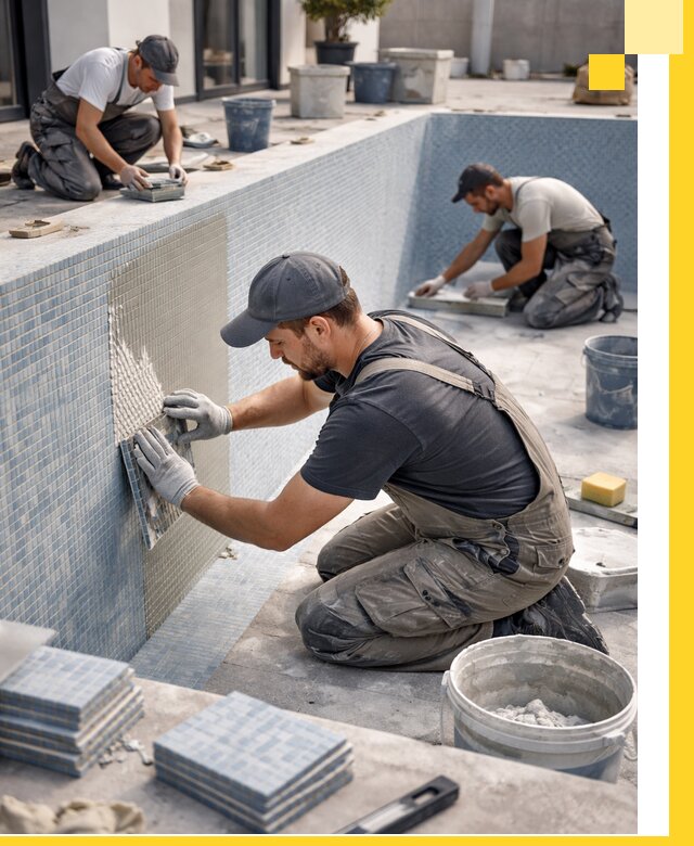 Облицовка бассейнов в Туле плитка мозаика гидроизоляция