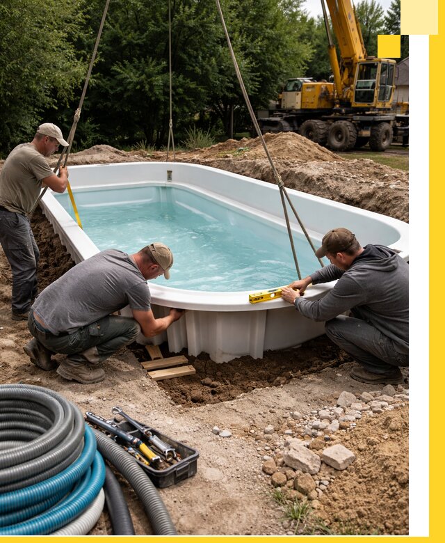 Установка и монтаж композитных бассейнов под ключ в Туле