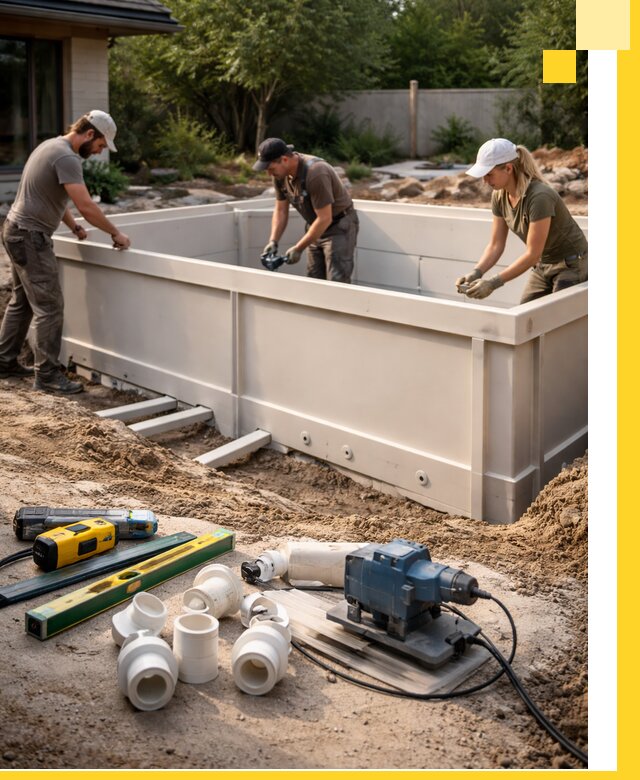 Установка полипропиленовых бассейнов под ключ в Туле