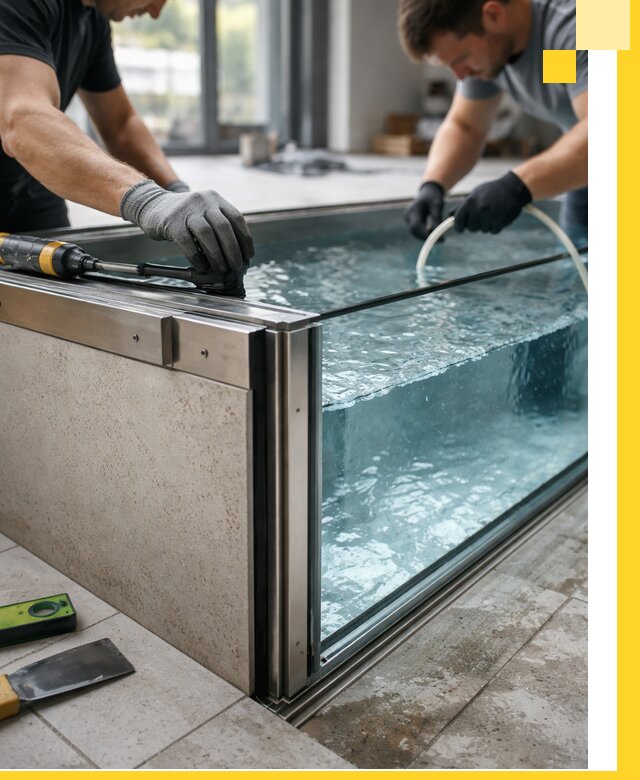 Проектирование и монтаж стеклянных бассейнов в Туле