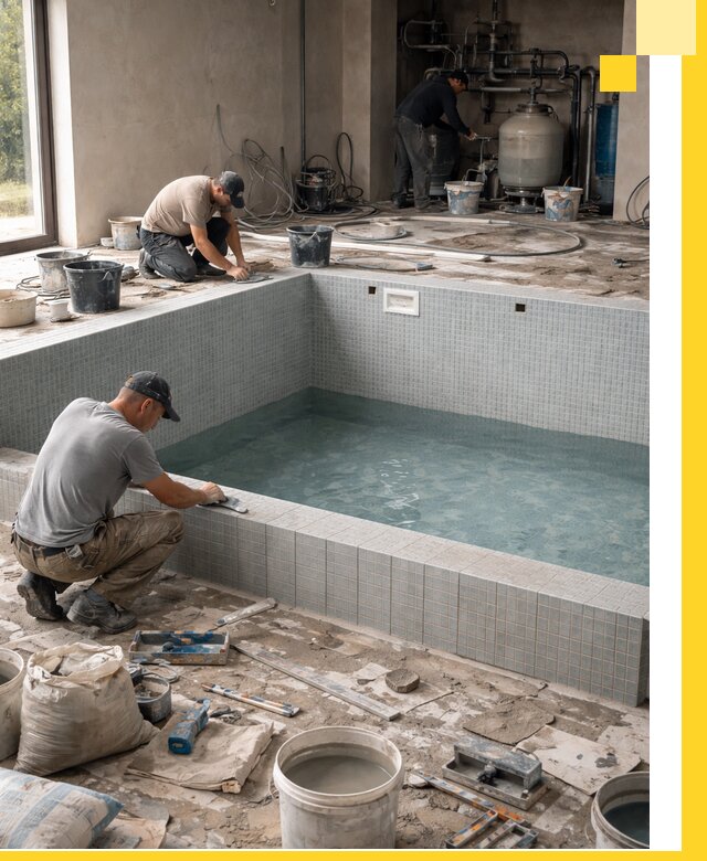 Строительство и монтаж бассейнов в помещении в Туле