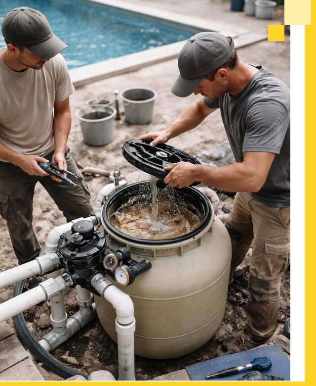 Установка и обслуживание песочных фильтров для бассейнов в Туле