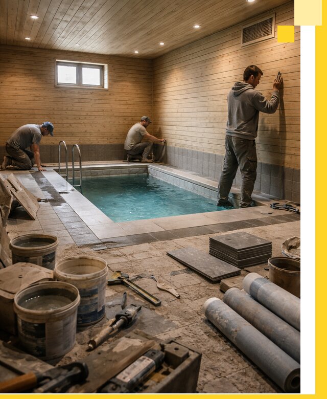 Строительство бани с бассейном и сауной под ключ в Туле