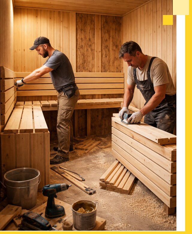 Профессиональный комплексный ремонт саун под ключ в Туле