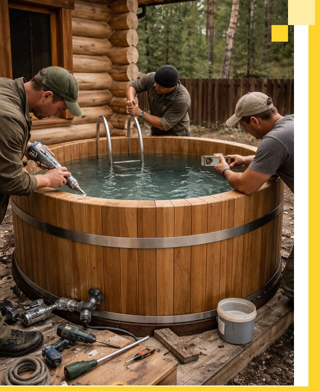 Строительство бань с купелью под ключ и отделкой в Туле