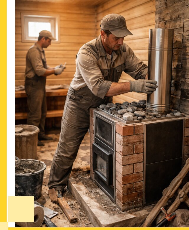 Монтаж печи в бане под ключ в Туле от 20338 р. | ЭриданТул