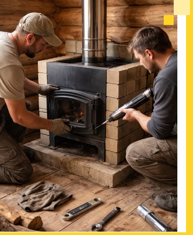 Монтаж и установка печи в бане под ключ с гарантией в Туле