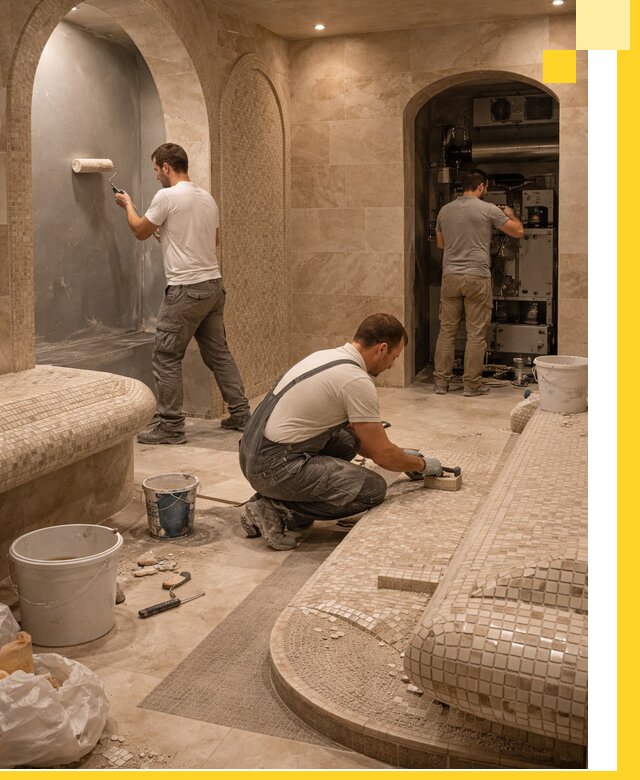 Строительство бани с хамамом и бассейном под ключ в Туле