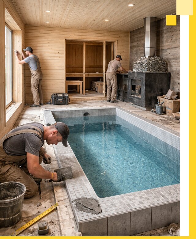 Проект бани с бассейном и сауной в Туле под ключ