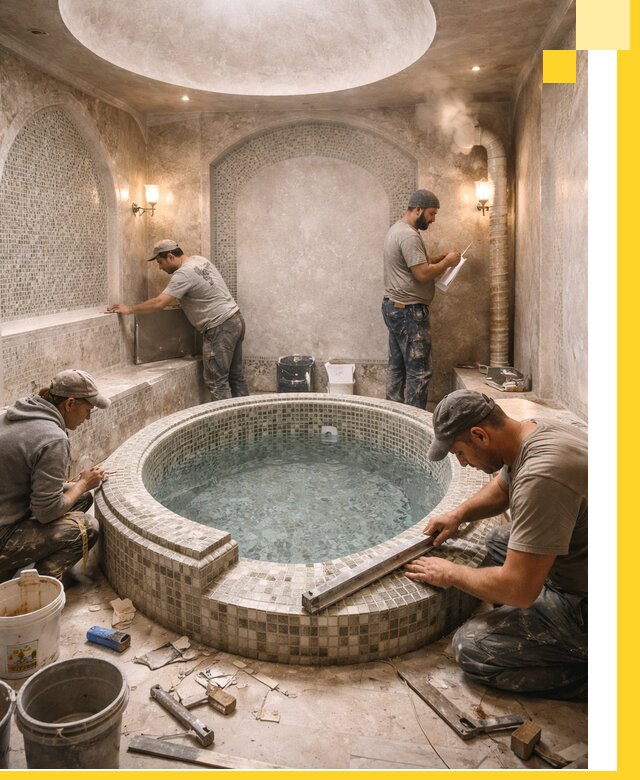 Профессиональное строительство хамама с бассейном в Туле под ключ